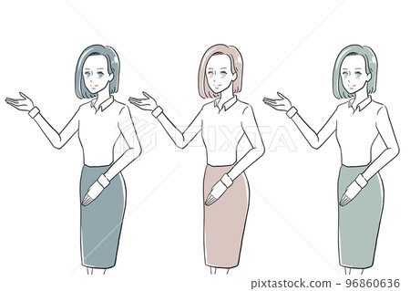 A woman in a suit who guides with a smile A woman in a suit who guides with a smile 96860636