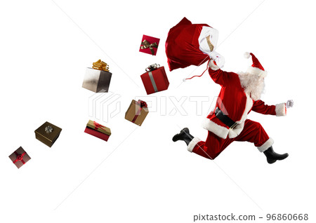 santa claus runs fast to deliver all gifts for christmas santa claus runs fast to deliver all gifts for christmas 96860668
