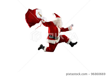 santa claus runs fast to deliver all gifts for christmas santa claus runs fast to deliver all gifts for christmas 96860669