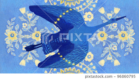 Flying bird. Peace symbol, no war concept. Hand drawn 96860795