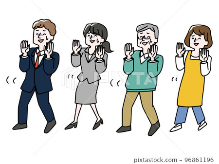 Illustration set of a person who is reluctantly retreating (color) 96861196