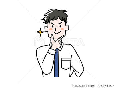 A man with a crisp hand under his chin 96861198