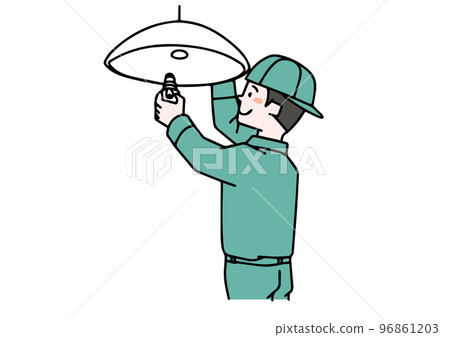 Illustration of replacing a light bulb (color) 96861203