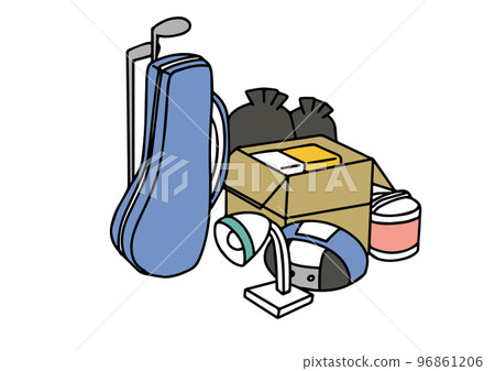 Illustration of a mountain of disused items (color) 96861206