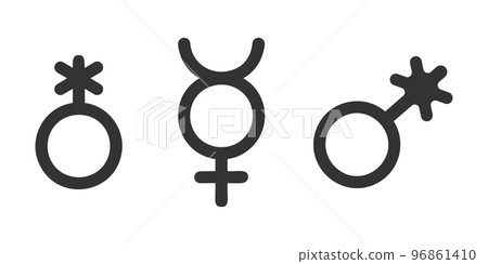 Set of non binary icons. Public restroom or locker room symbols for genderless persons isolated on white background. Gender identity concept. Vector graphic pictograms Set of non binary icons. Public restroom or locker room symbols for genderless persons isolated on white background. Gender identity concept. Vector graphic pictograms 96861410