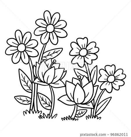 Spring Flower Isolated Coloring Page for Kids Spring Flower Isolated Coloring Page for Kids 96862011