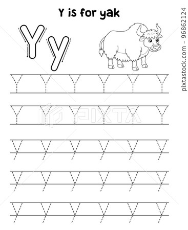Yak Animal Tracing Letter ABC Coloring Page Y 96862124