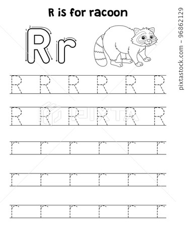 Racoon Animal Tracing Letter ABC Coloring Page R 96862129
