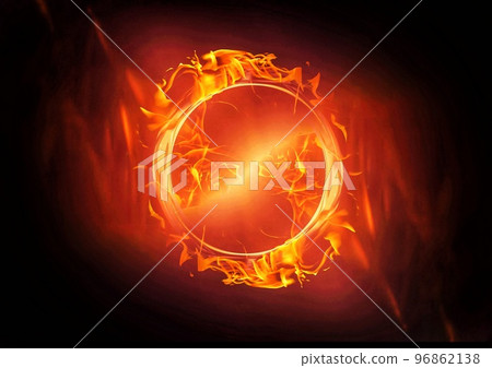 3d illustration of compositing light effect on burning fire ring in science concept 3d illustration of compositing light effect on burning fire ring in science concept 96862138