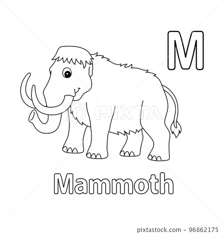 Mammoth Alphabet ABC Isolated Coloring Page M 96862175