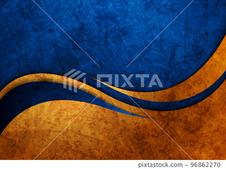Blue and orange abstract grunge corporate wavy background 96862270