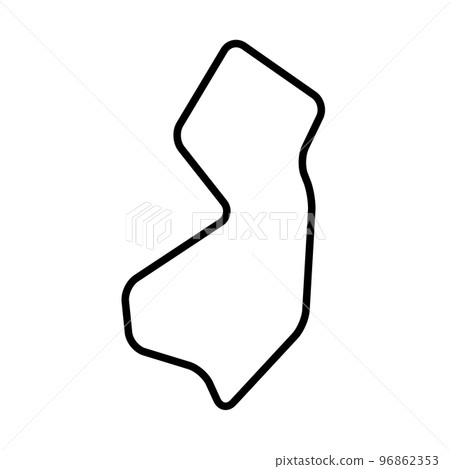 New Jersey state of United States of America, USA. Simplified thick black outline map with rounded corners. Simple flat vector illustration 96862353