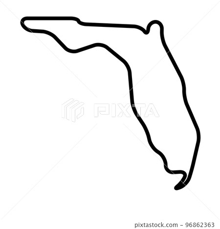 Florida state of United States of America, USA. Simplified thick black outline map with rounded corners. Simple flat vector illustration 96862363