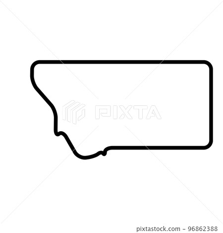 Montana state of United States of America, USA. Simplified thick black outline map with rounded corners. Simple flat vector illustration 96862388