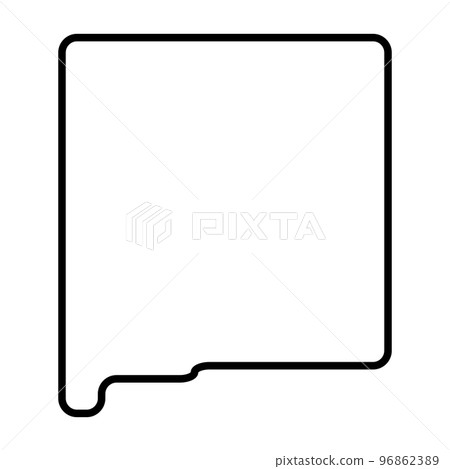 New Mexico state of United States of America, USA. Simplified thick black outline map with rounded corners. Simple flat vector illustration 96862389