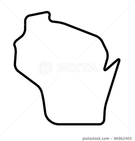 Wisconsin state of United States of America, USA. Simplified thick black outline map with rounded corners. Simple flat vector illustration 96862403