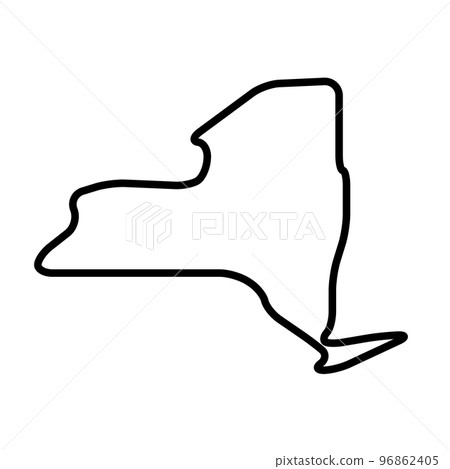 New York state of United States of America, USA. Simplified thick black outline map with rounded corners. Simple flat vector illustration 96862405