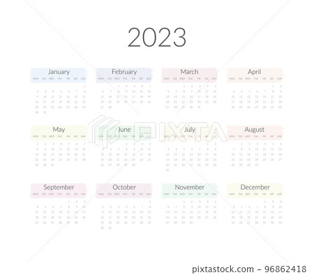 2023 year calendar template. Vector illustration 2023 year calendar template. Vector illustration 96862418