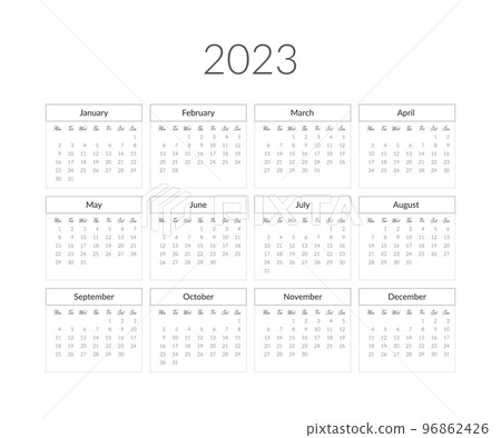 2023 year calendar template. Vector illustration - Stock Illustration  [96862426] - PIXTA
