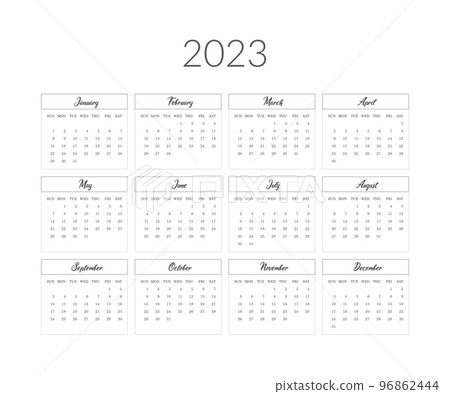 2023 year calendar template. Vector illustration 2023 year calendar template. Vector illustration 96862444