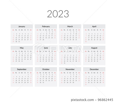 2023 year calendar template. Vector illustration 2023 year calendar template. Vector illustration 96862445