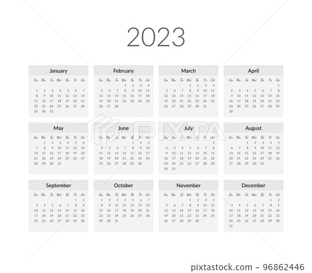 2023 year calendar template. Vector illustration 2023 year calendar template. Vector illustration 96862446