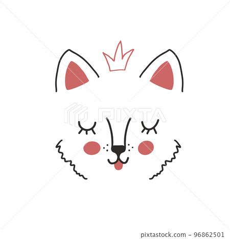 Cute Dog face. Cartoon animal simple portrait, vector illustration 96862501
