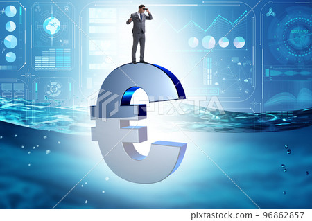 Concept of euro sinking in the sea 96862857