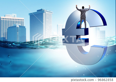 Concept of euro sinking in the sea 96862858