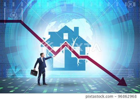 Concept of real estate price crush 96862968