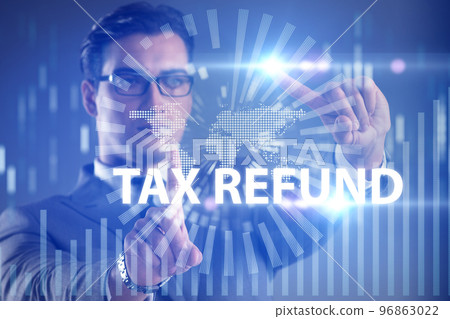 Businessman in tax refund concept 96863022