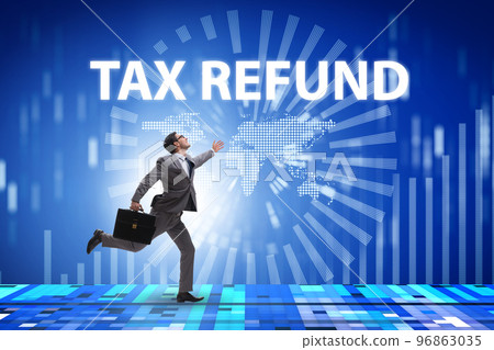 Businessman in tax refund concept 96863035