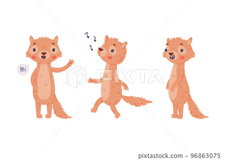 Cute Little Xerus Character with Pretty Snout Greeting and Singing Vector Set Cute Little Xerus Character with Pretty Snout Greeting and Singing Vector Set 96863075