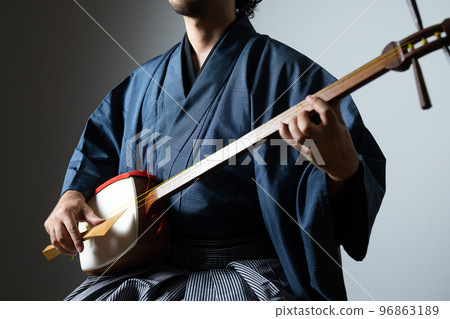 Bearded man's Japanese musical instrument series Shamisen Bearded man's Japanese musical instrument series Shamisen 96863189