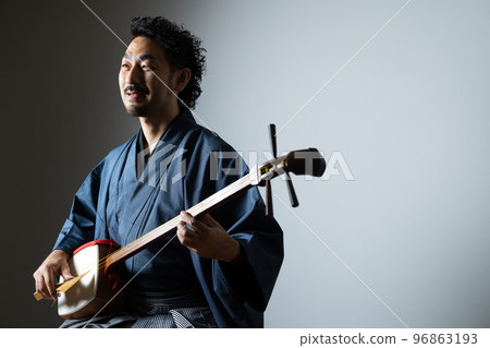 Bearded man's Japanese musical instrument series Shamisen Bearded man's Japanese musical instrument series Shamisen 96863193