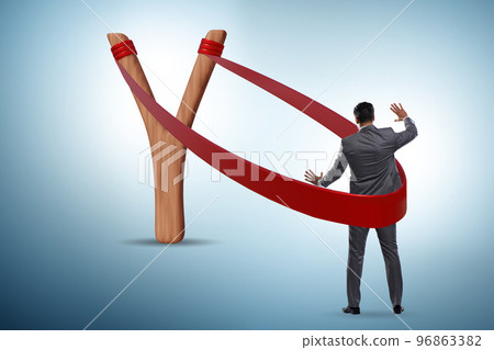Businessman being launched from slingshot in career concept Businessman being launched from slingshot in career concept 96863382