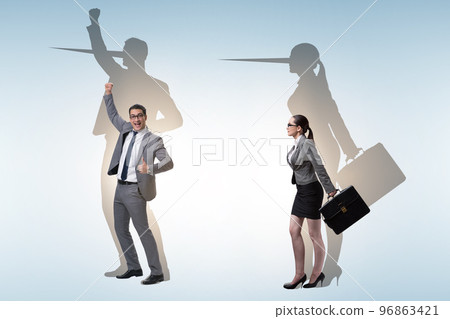 Lier concept with business people and nose Lier concept with business people and nose 96863421