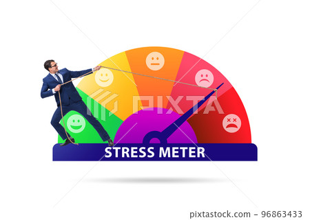 Concept of stress meter with businessman Concept of stress meter with businessman 96863433