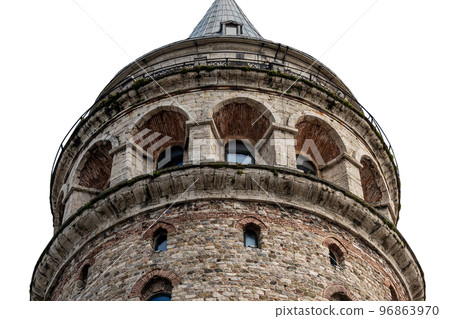 Galata Tower in Istanbul Turkey isolated on white background, famous turist destination in Istanbul 96863970