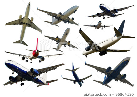 Collection with many planes isolated on a white background Collection with many planes isolated on a white background 96864150