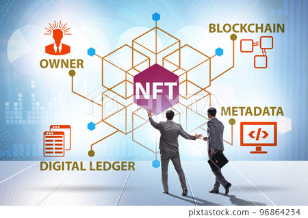 Businessman in NFT non fungible concept 96864234
