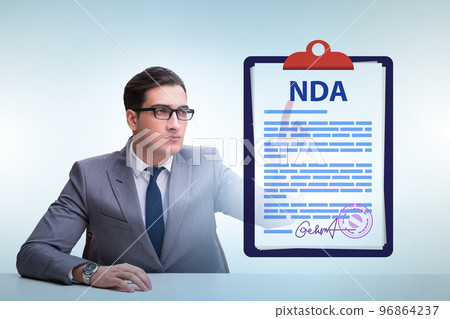 Businessman in non disclosure agreement concept 96864237