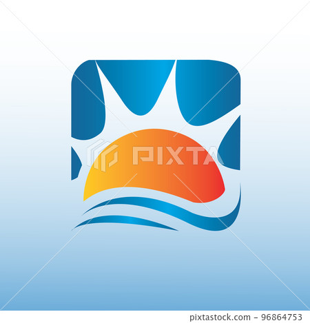 on the square yellow Sun logo design vector icon illustration 96864753