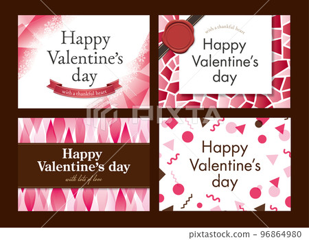 粉紅情人節卡片模板集 96864980