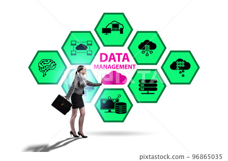 Businesswoman in data management concept 96865035