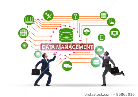 Businessman in data management concept 96865036
