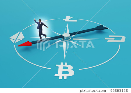 Businessman looking for directions in cryptocurrencies Businessman looking for directions in cryptocurrencies 96865128