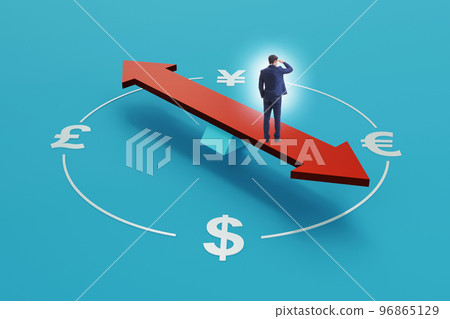 Businessman in currency trading concept with compass Businessman in currency trading concept with compass 96865129