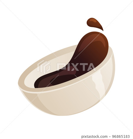 Soy sause bowl. Asian cuisine, Japanese food garmesh realistic cartoon illustration Soy sause bowl. Asian cuisine, Japanese food garmesh realistic cartoon illustration 96865183