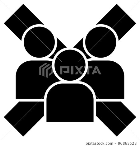 Simple illustration of avatar icon 3 people and a cross Simple illustration of avatar icon 3 people and a cross 96865528